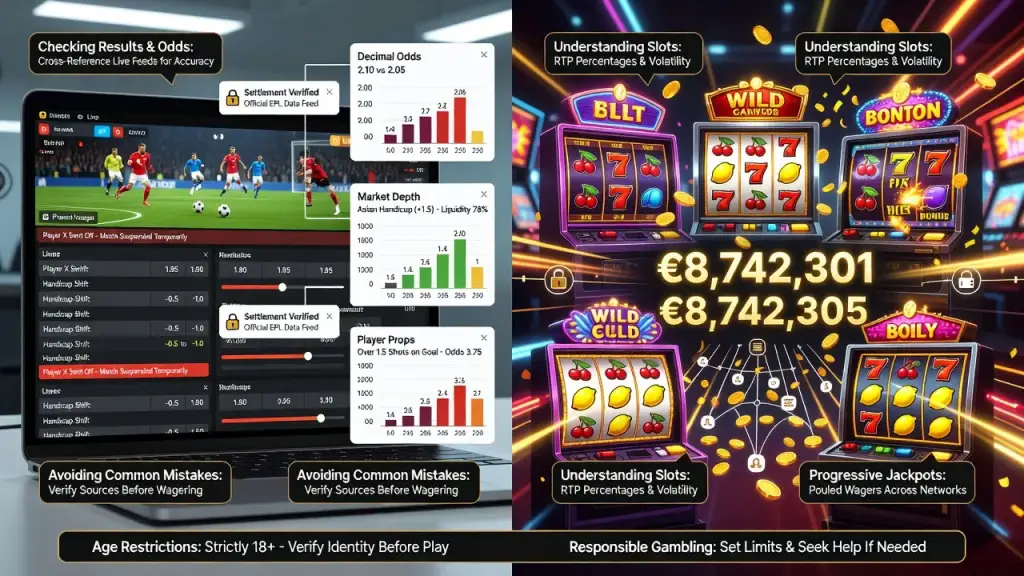 Online Betting and Entertainment Guide: Checking Results and Odds, Reading Sports Predictions, Avoiding Common Mistakes, and Understanding Slots, Progressive Jackpots, and Age Restrictions